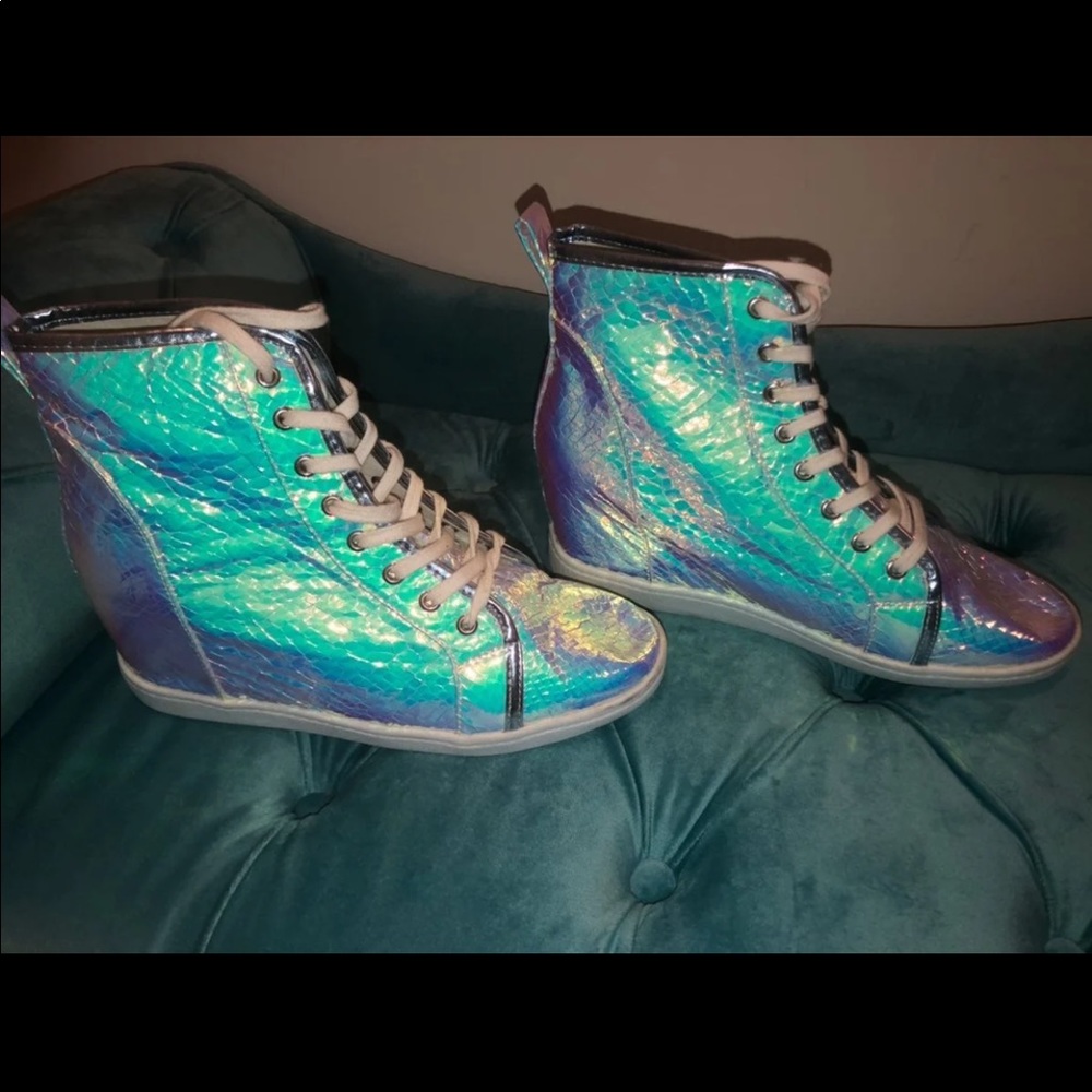 Shiny Irridiscent High Top Sneakers